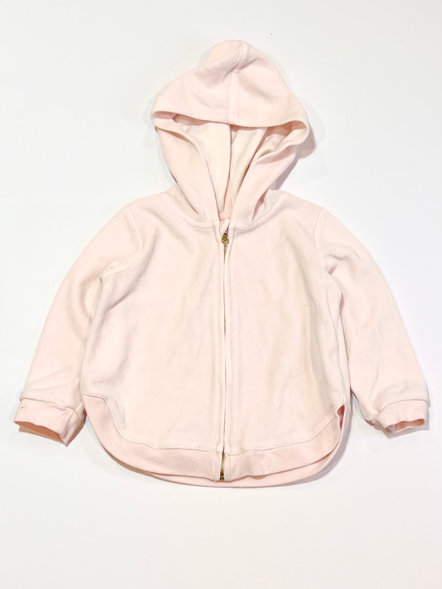 Pink velour zip hoodie - Size 2