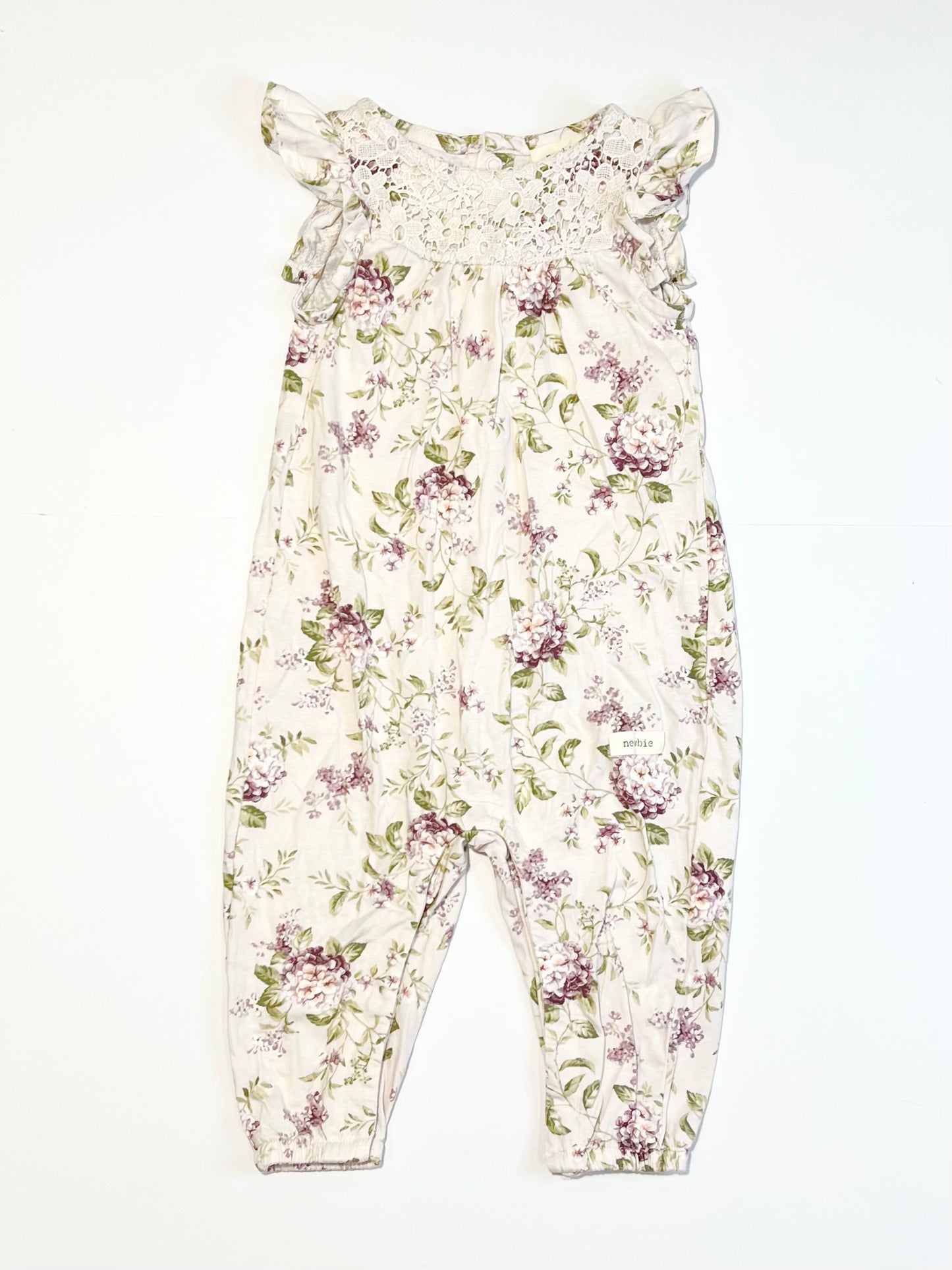 Floral jersey jumpsuit - Size 4-6 months