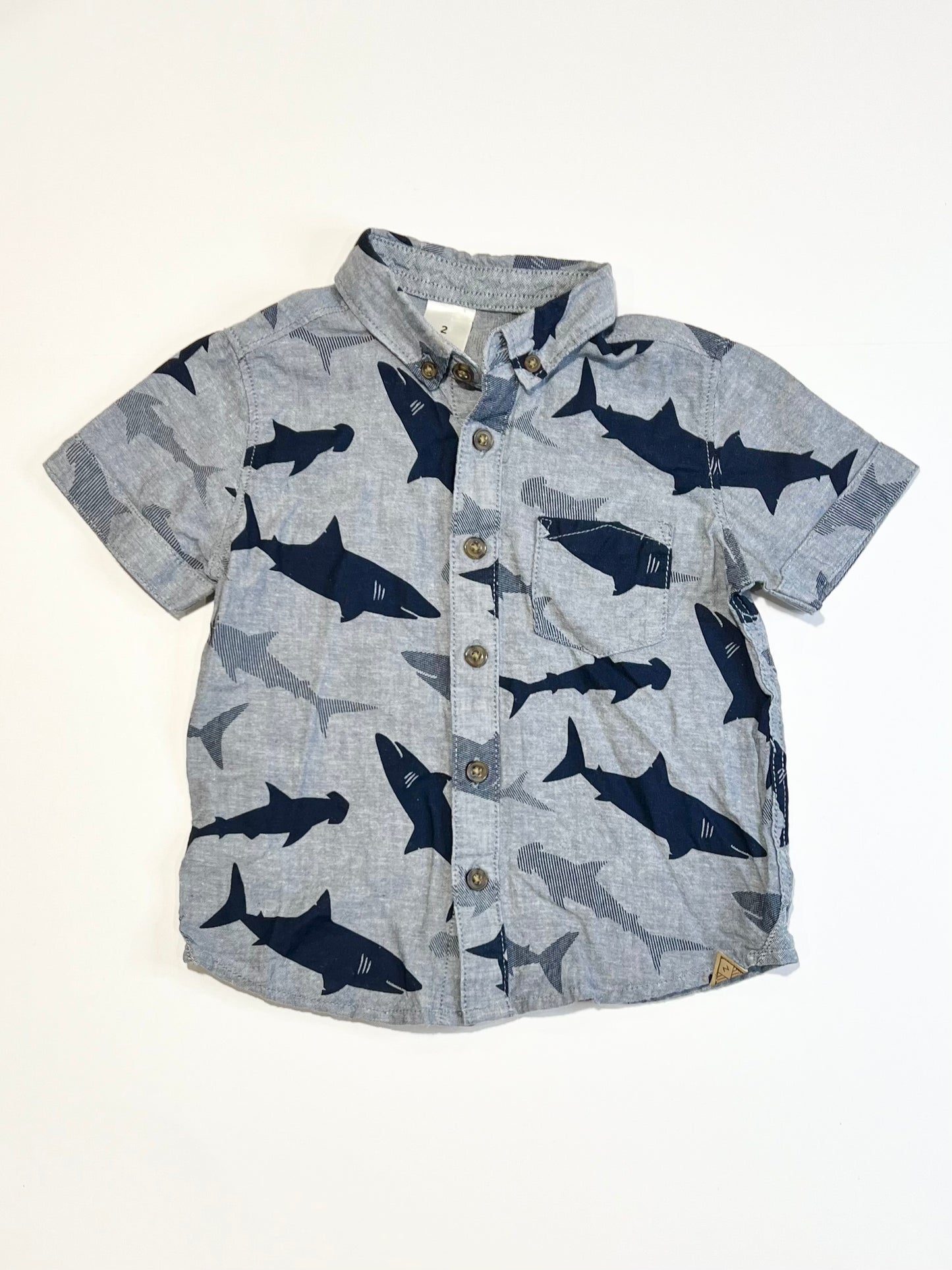 Navy sharks shirt - Size 2