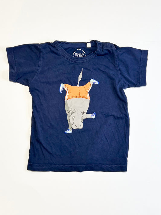 Navy hippo tee - Size 2