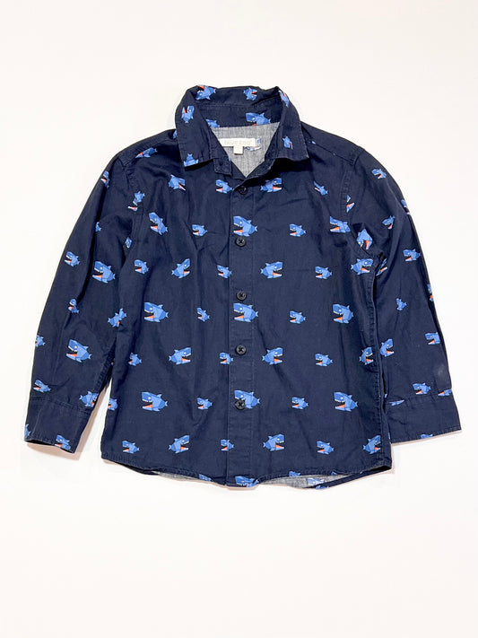 Navy sharks shirt - Size 3-4