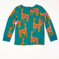 Green giraffes top - Size 3-4