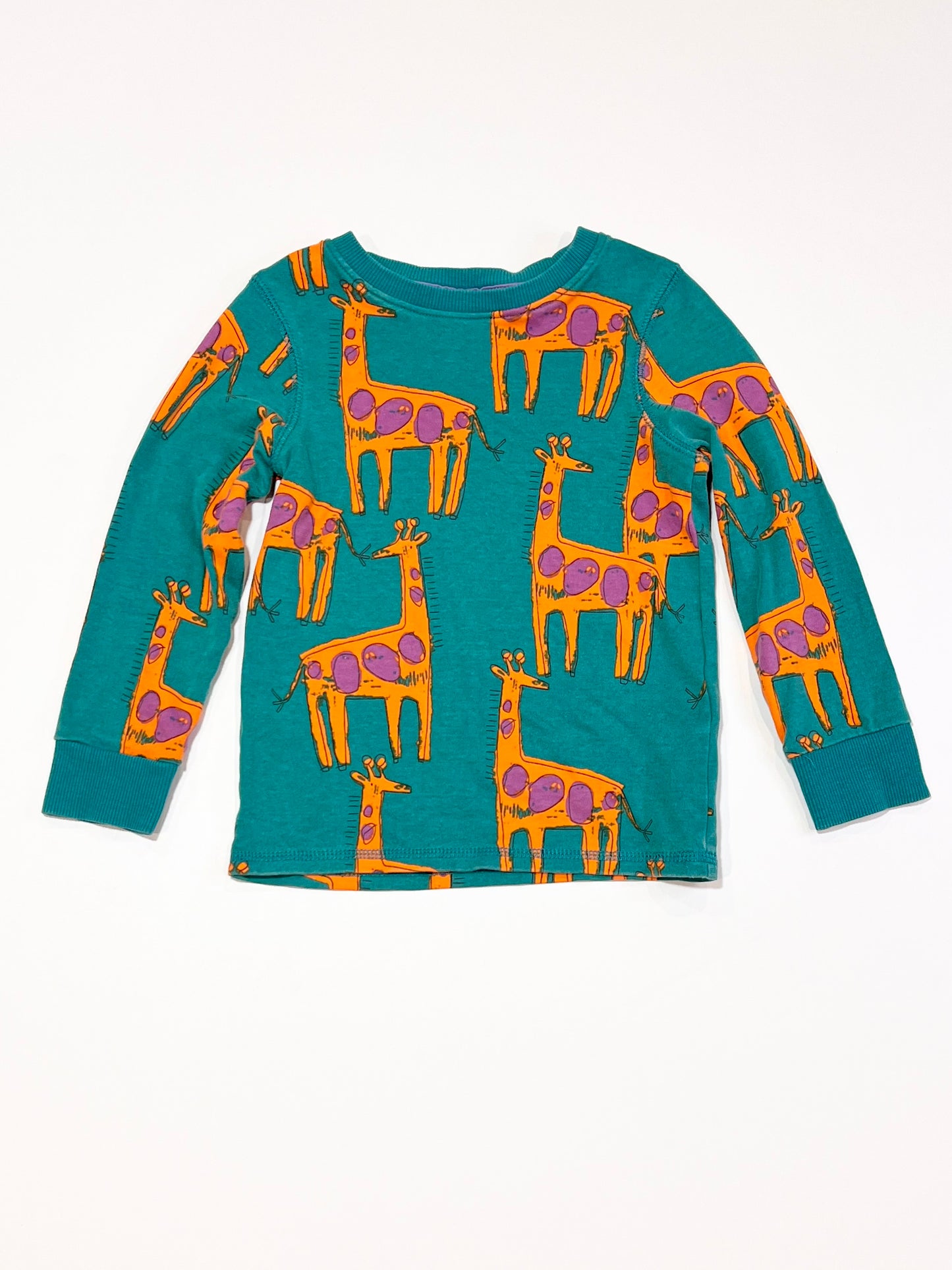 Green giraffes top - Size 3-4