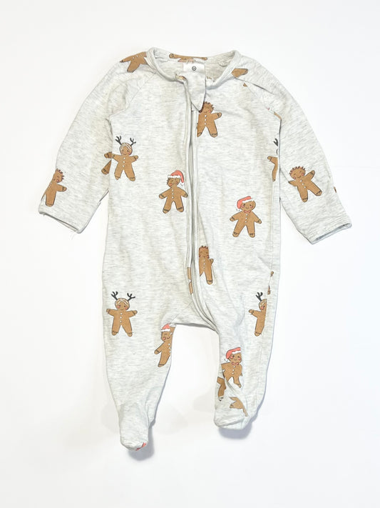 Gingerbread zip onesie - Size 000