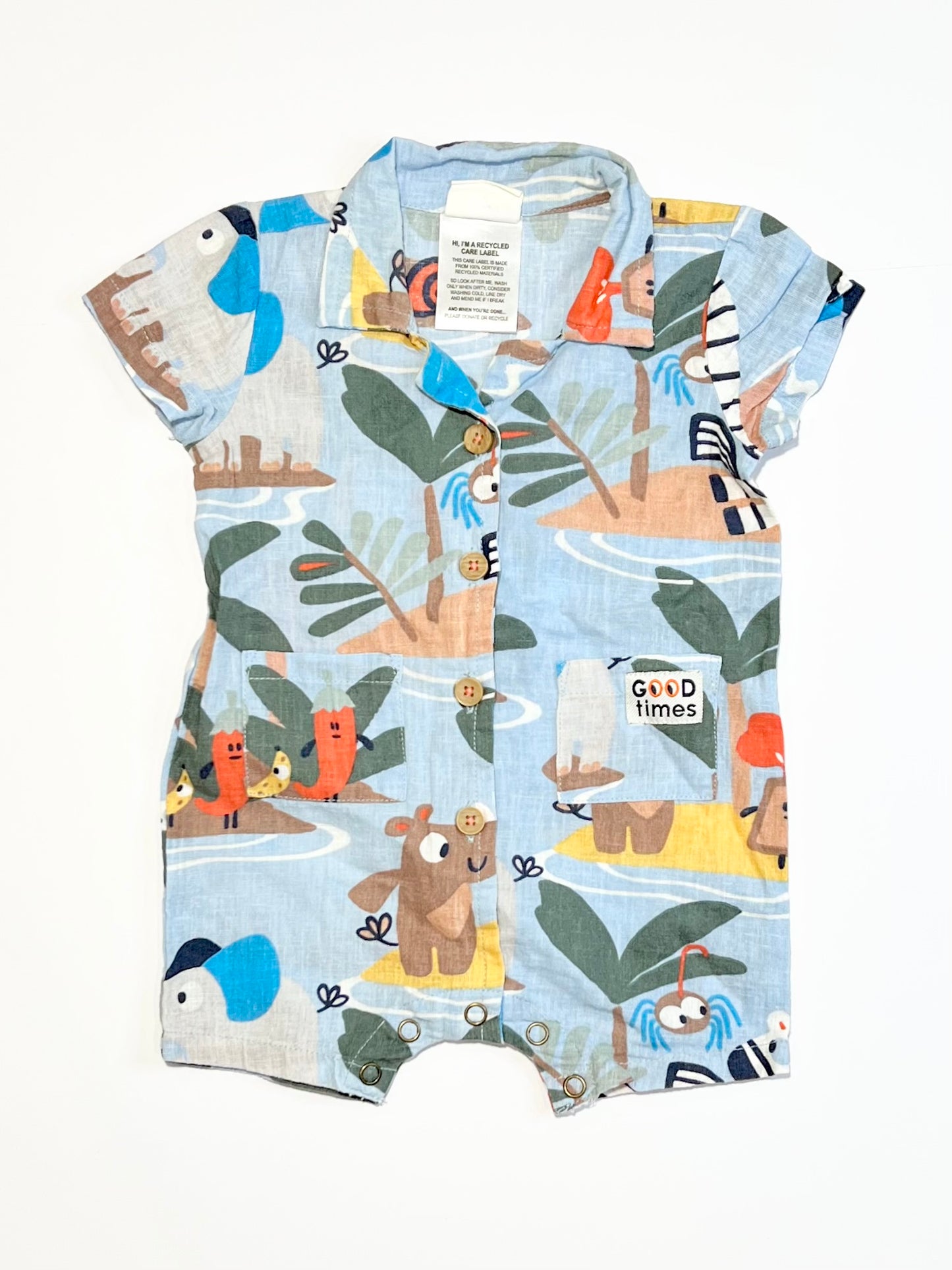 Woven animals romper - Size 000
