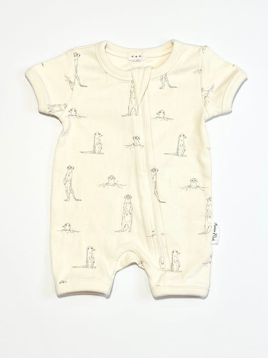 Ribbed meerkat romper - Size 000