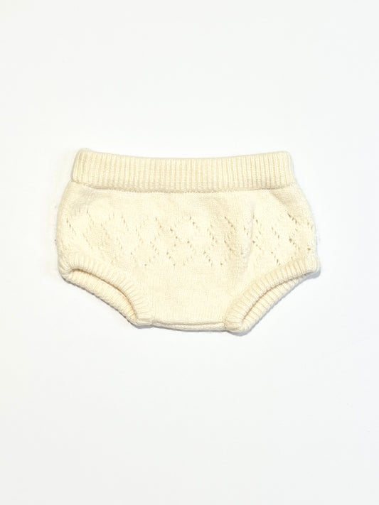 Cream knit nappy cover - Size 000