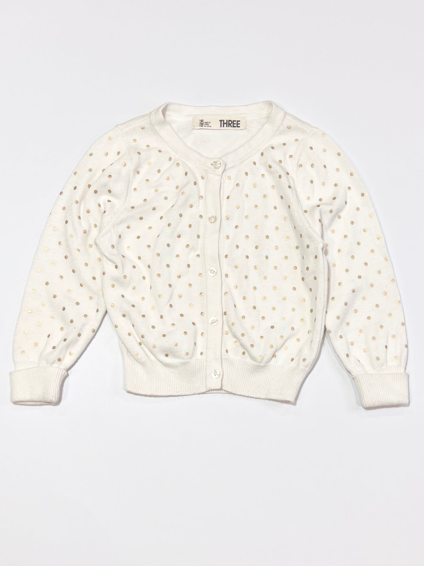 Gold spotty cardigan - Size 3