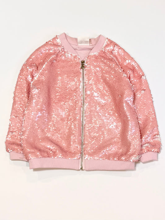 Pink sequined bomber jacket - Size 3-4