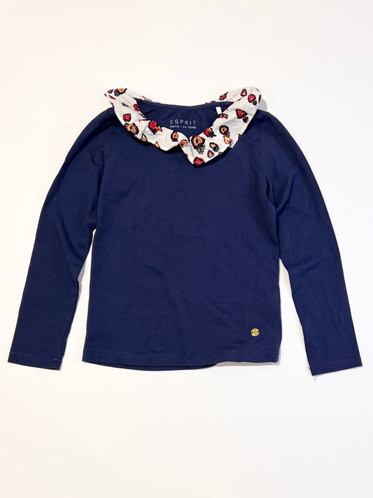 Navy collared top - Size 4-5