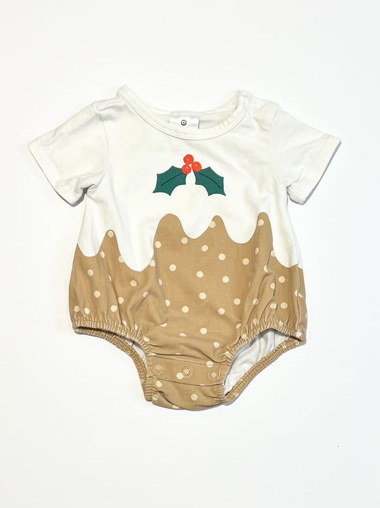 Christmas pudding bubblesuit - Size 0000