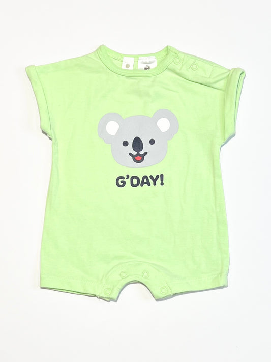 Green koala romper - Size 0000