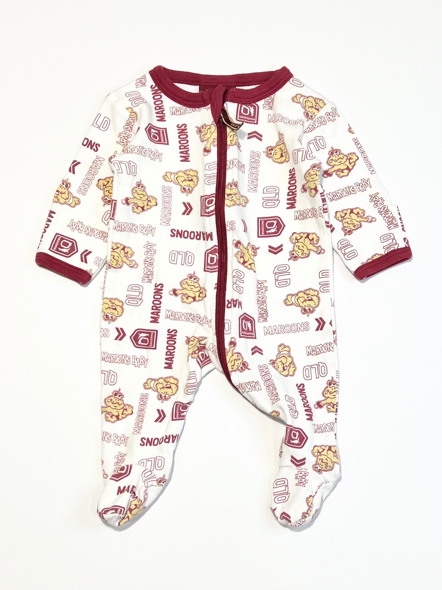QLD Maroons zip onesie - Size 0000