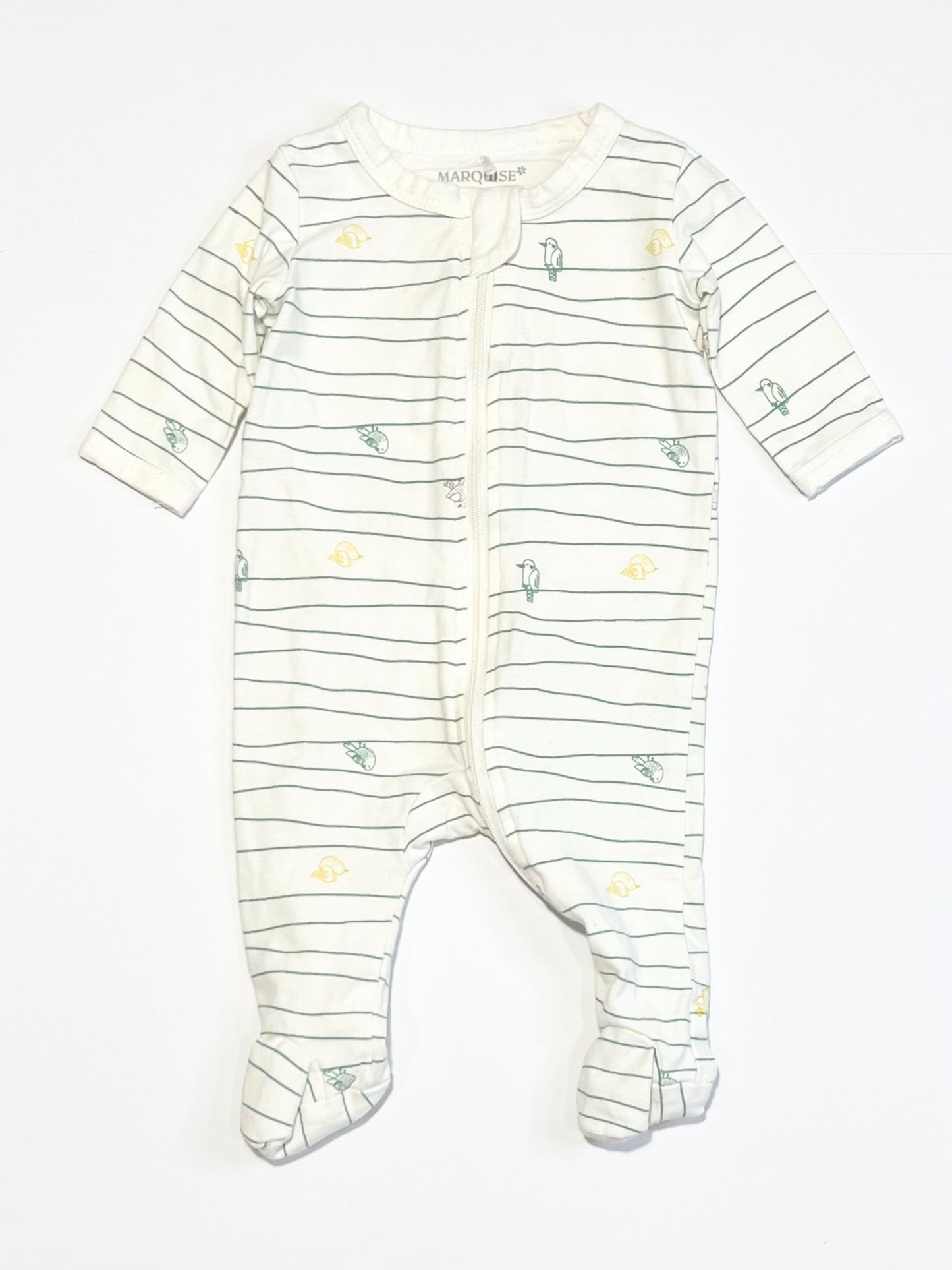 Striped birds zip onesie - Size 0000