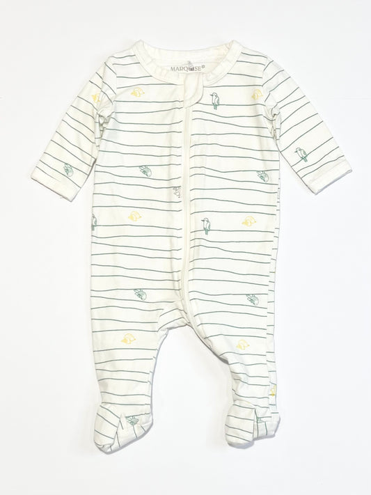 Striped birds zip onesie - Size 0000