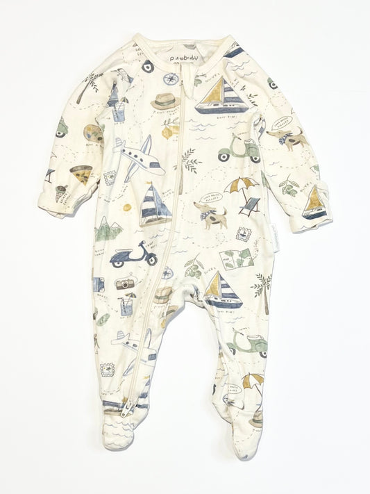 Tan zip onesie - Size 0000