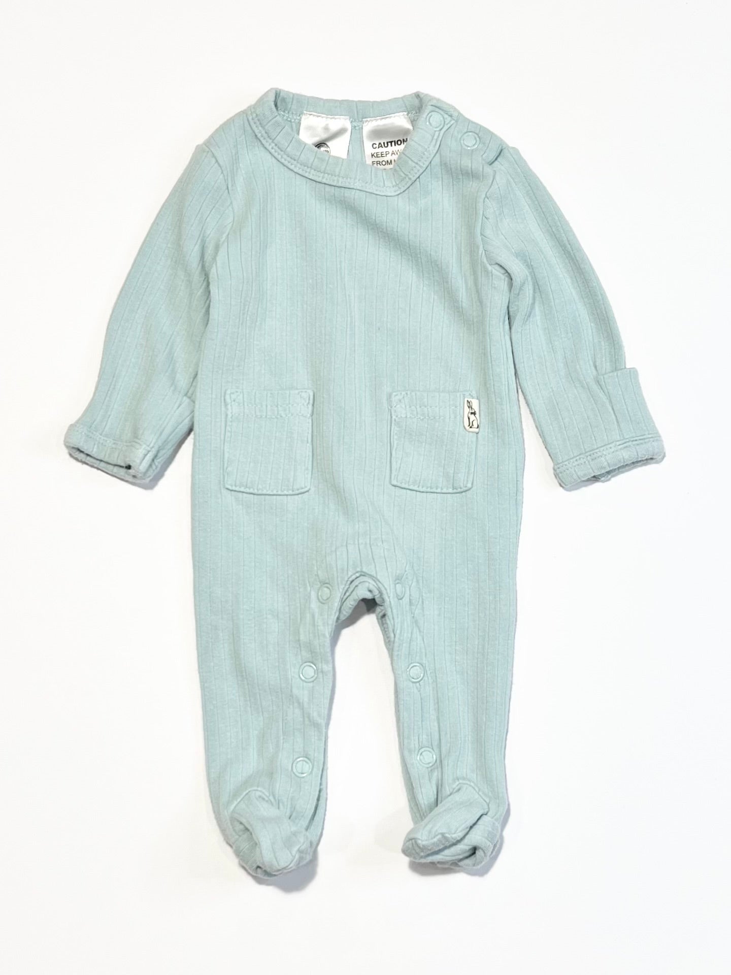 Green ribbed onesie - Size 00000