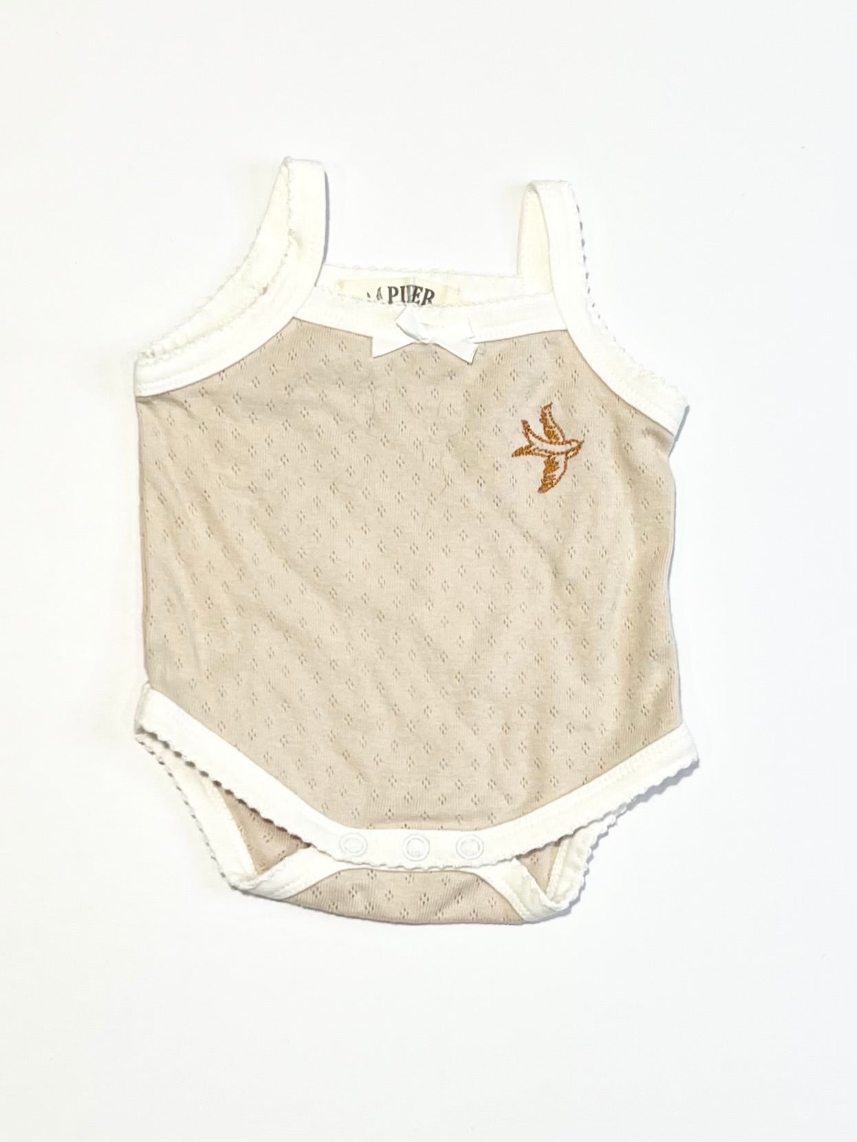 Tan bird bodysuit - Size 0000