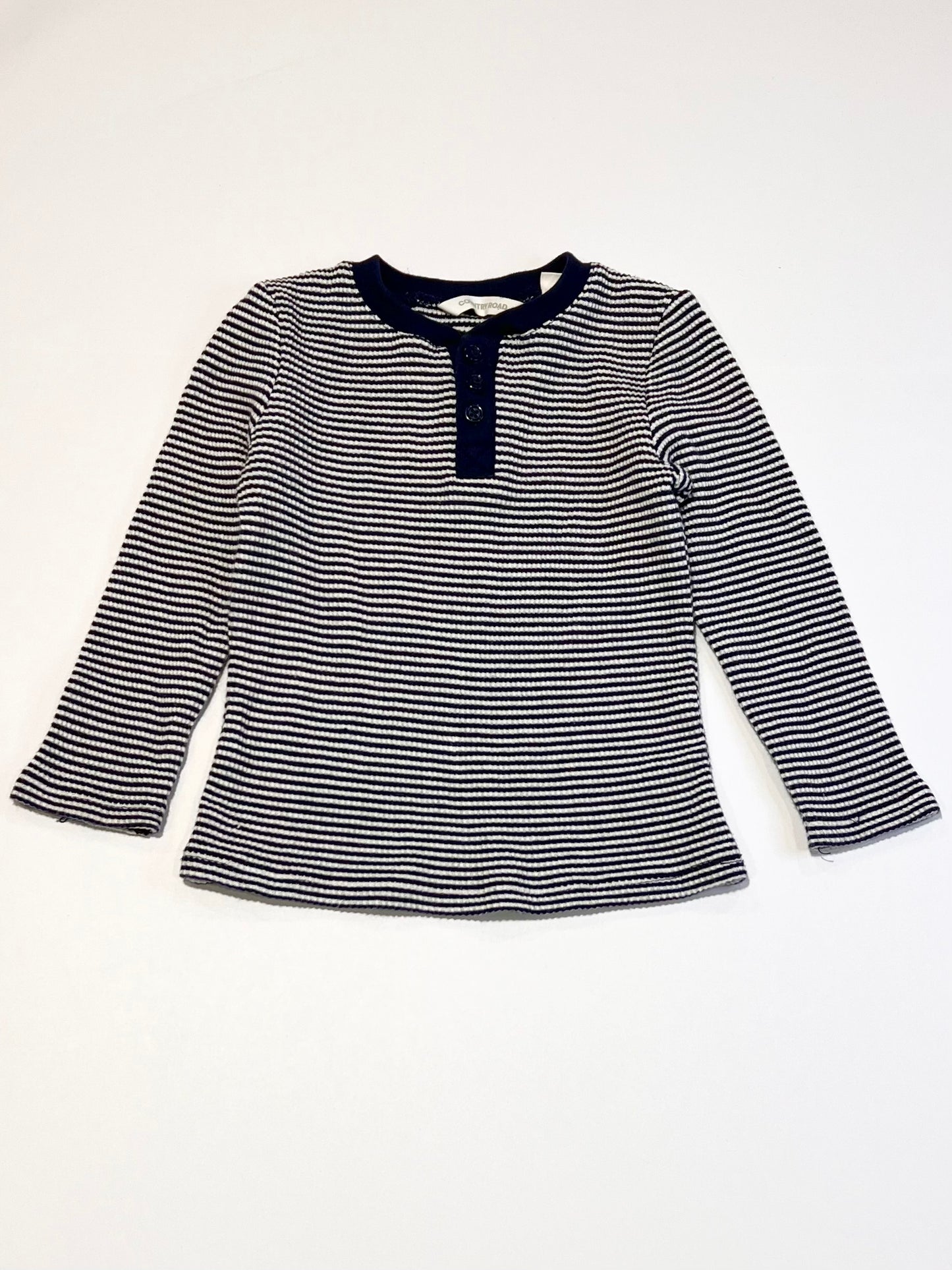 Striped waffle henley top - Size 1