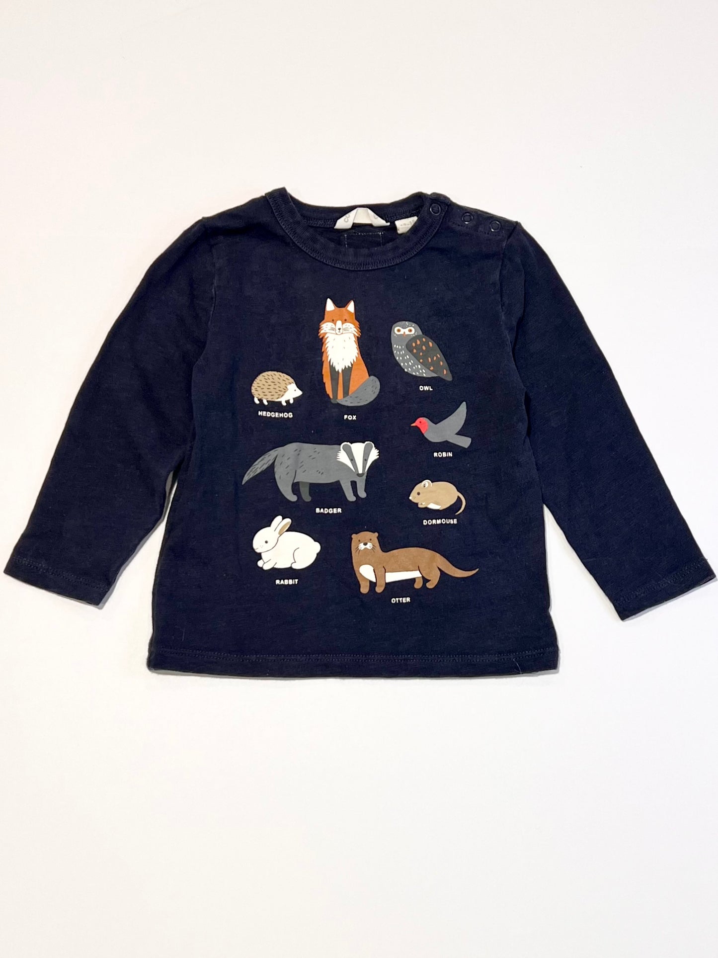 Navy animals top - Size 1