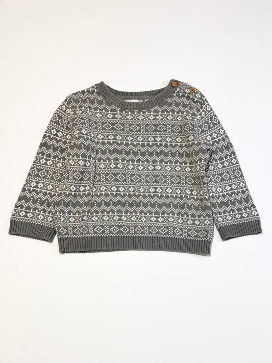 Grey patterned knit jumper - Size 1