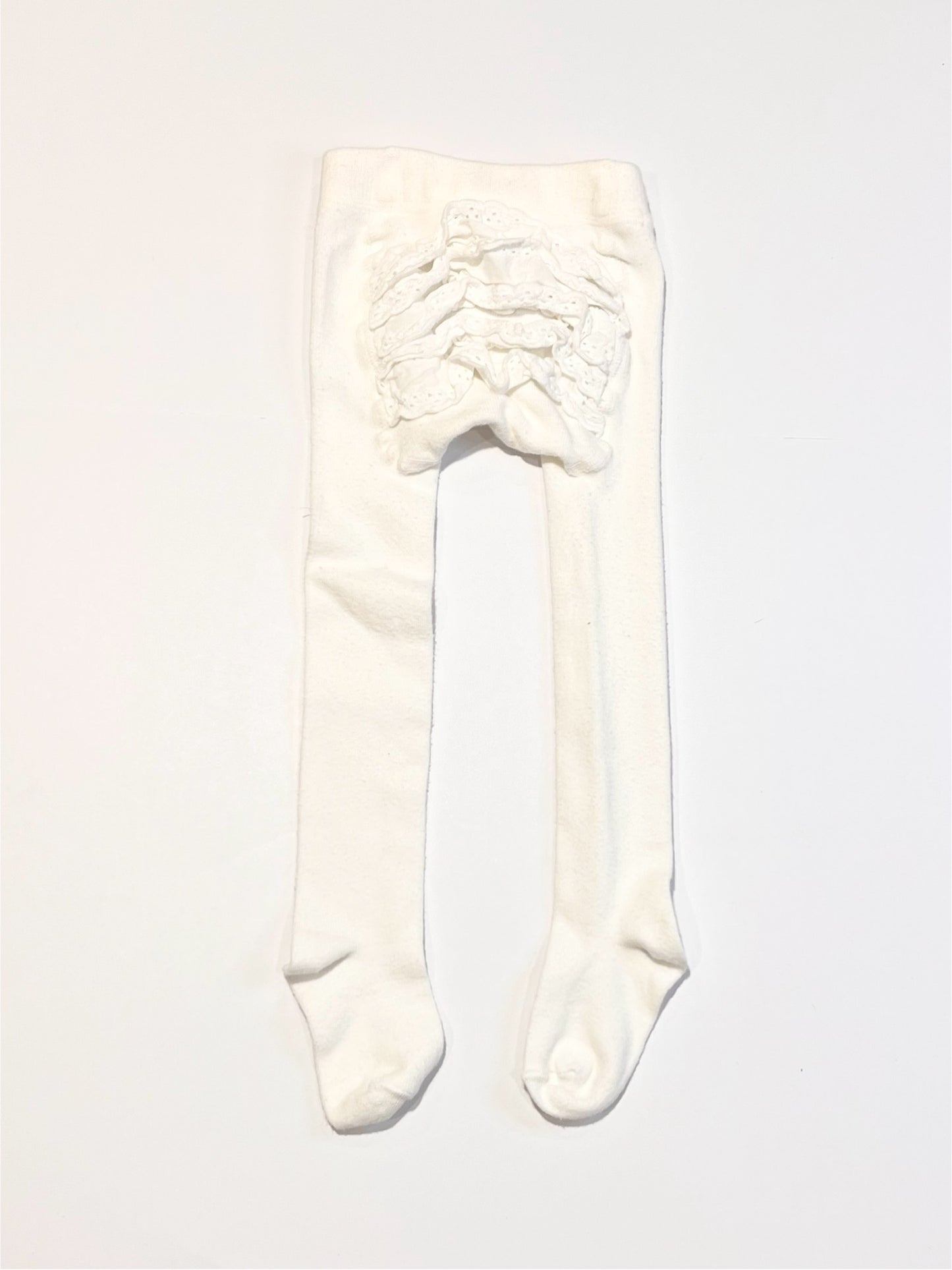 White ruffle tights - Size 1-2