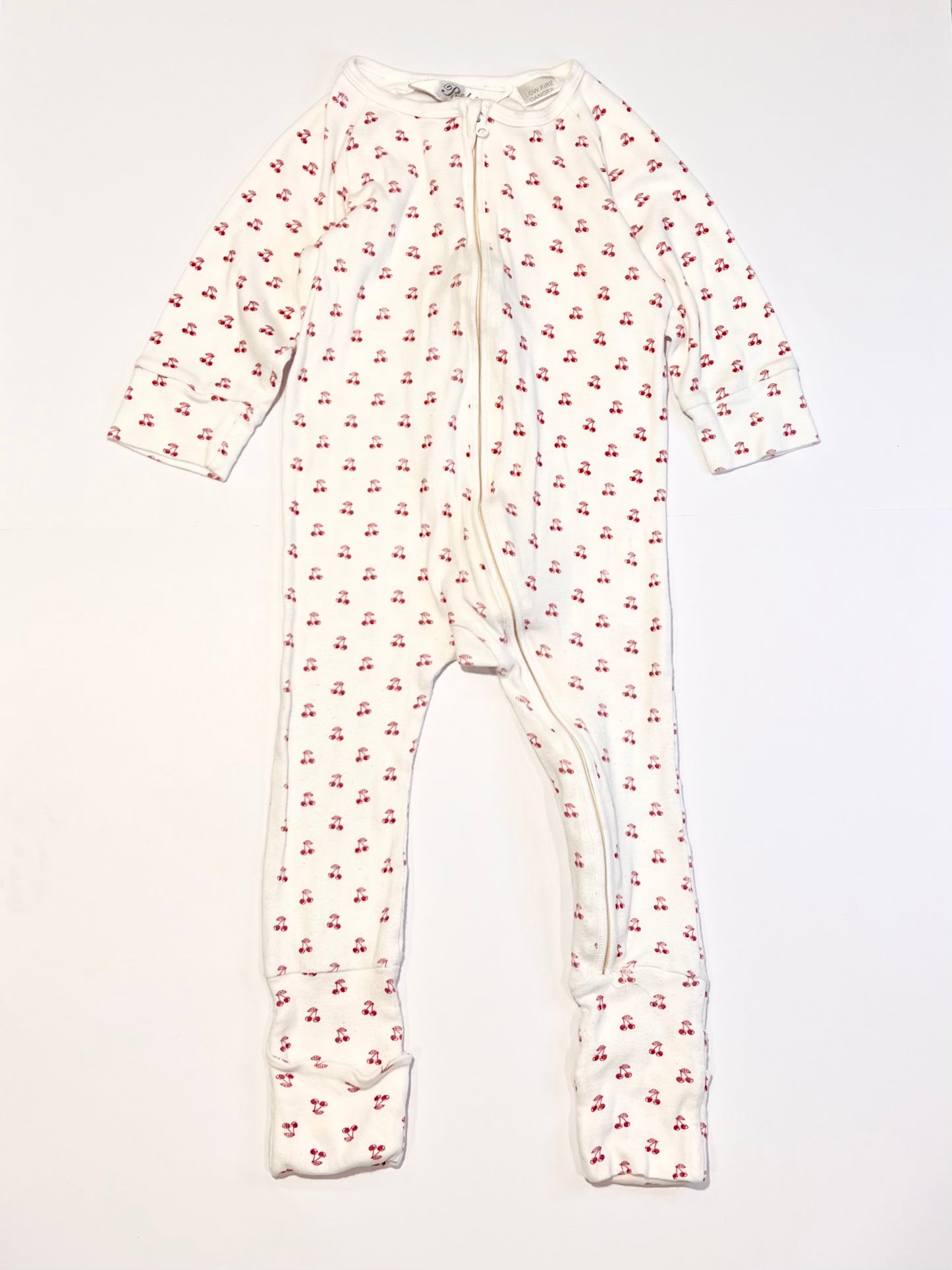 Ribbed cherries zip onesie - Size 1