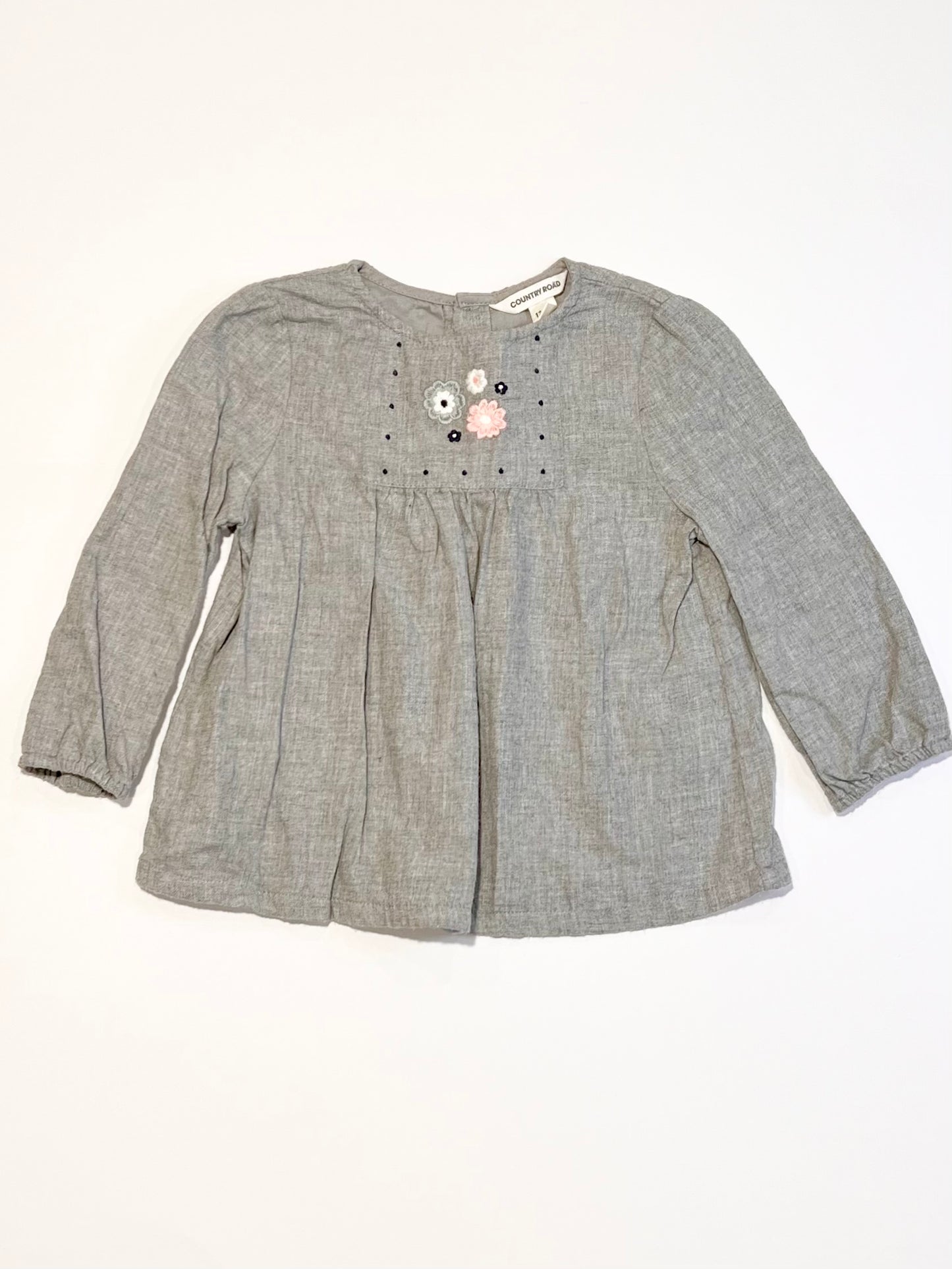 Grey embroidered top - Size 1