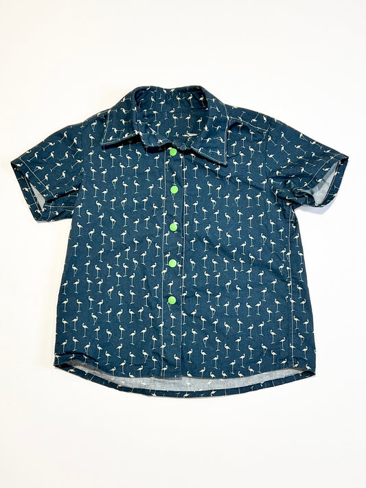 Navy flamingos shirt - Size 2