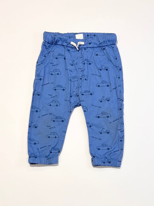 Blue cars pants - Size 9-12 months