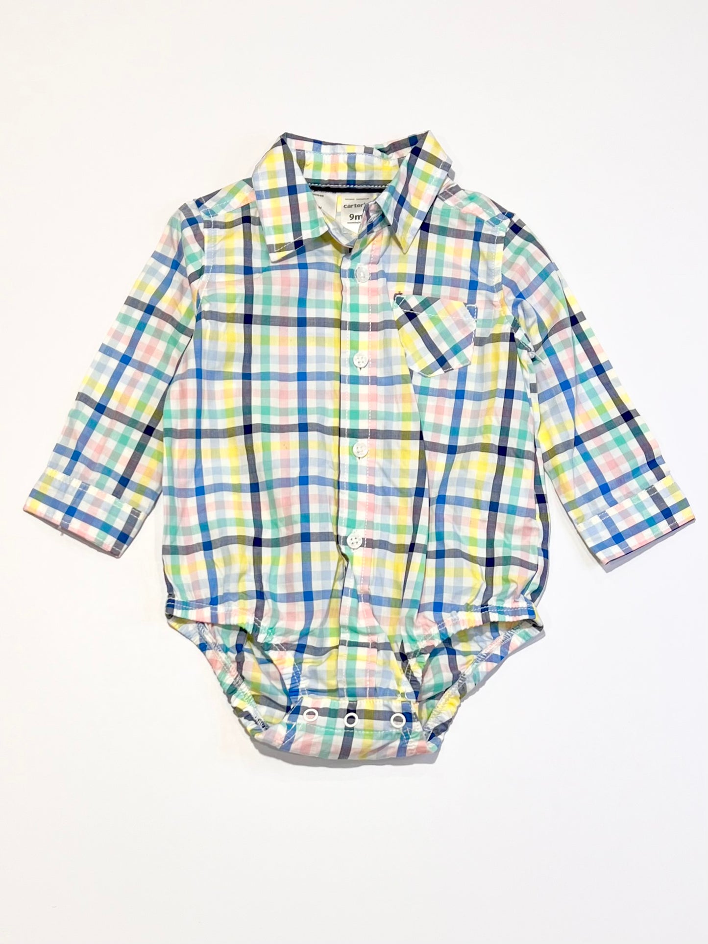Gingham shirt bodysuit - Size 6-9 months