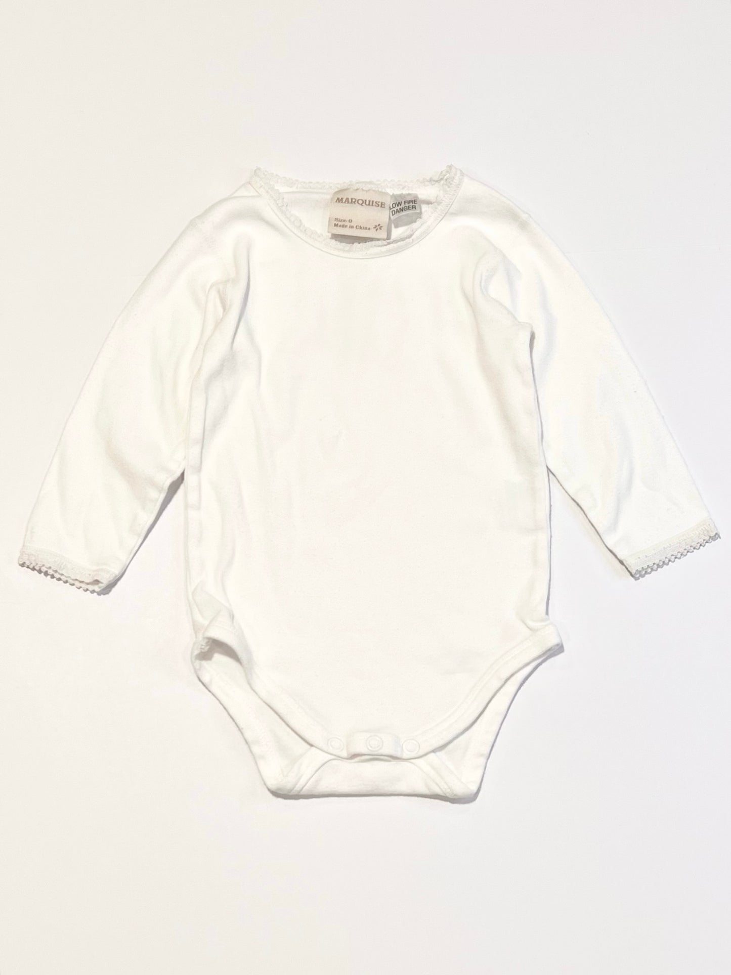 White lace trim bodysuit - Size 0