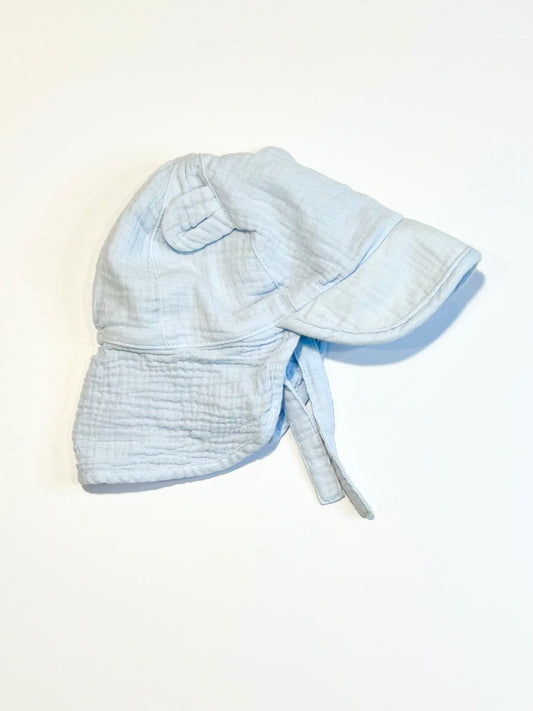 Blue muslin flap cap - Size 2