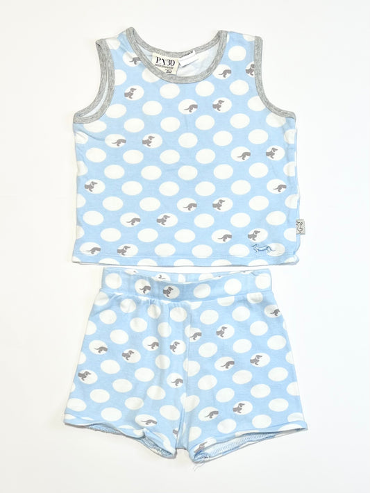 Blue spotty pyjamas - Size 2