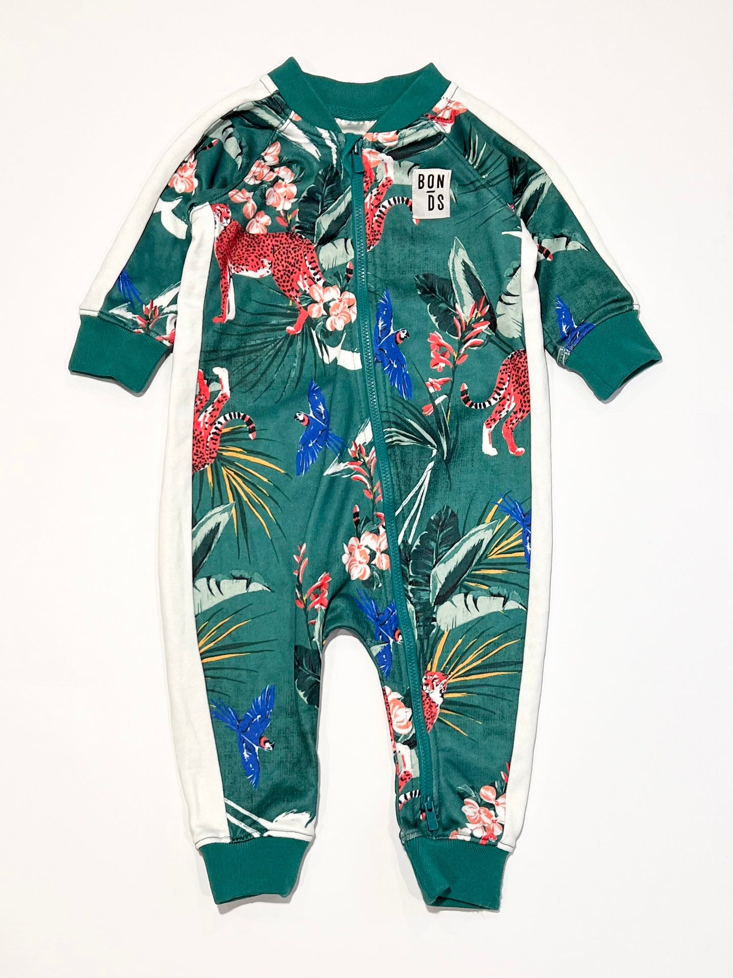 Green leafy zip suit - Size 0