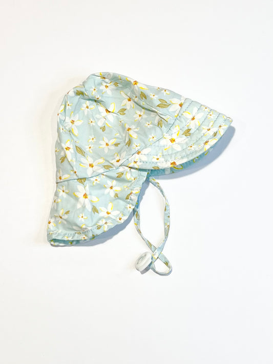 Floral cotton flap hat - Size 3-6 months