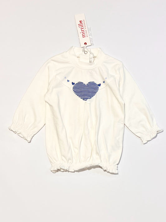 White heart top brand new - Size 9-12 months