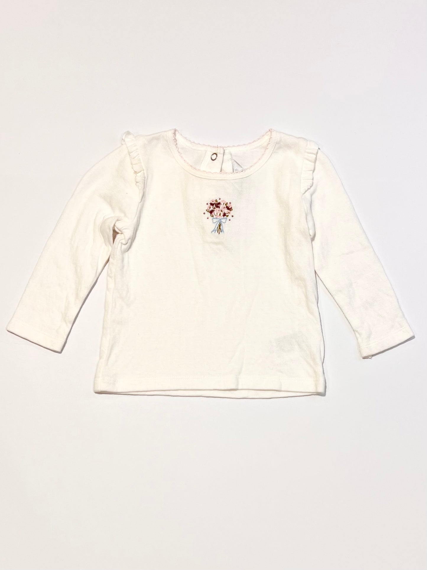 White flowers top - Size 6-9 months