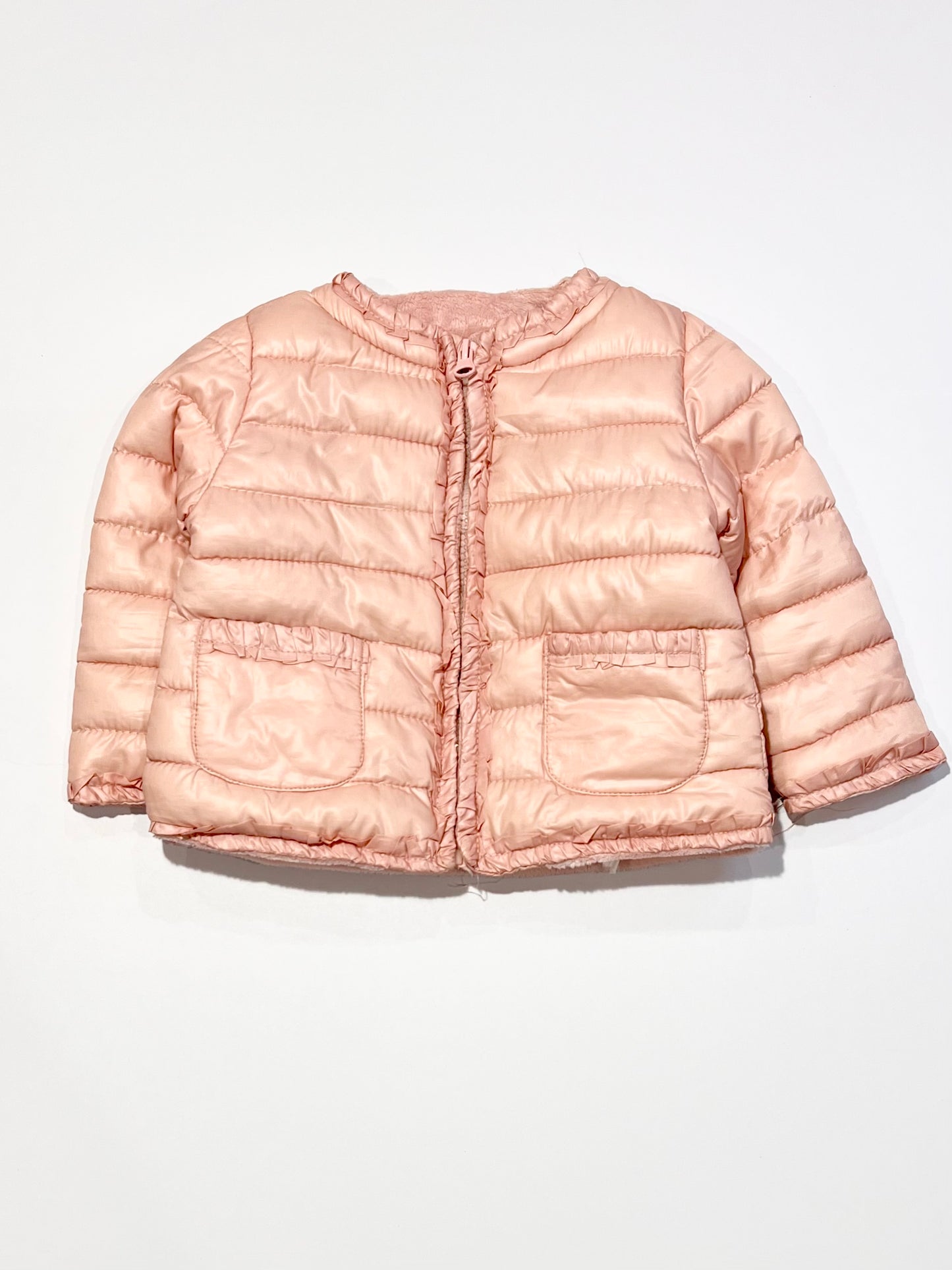 Pink puffer jacket - Size 9-12 months