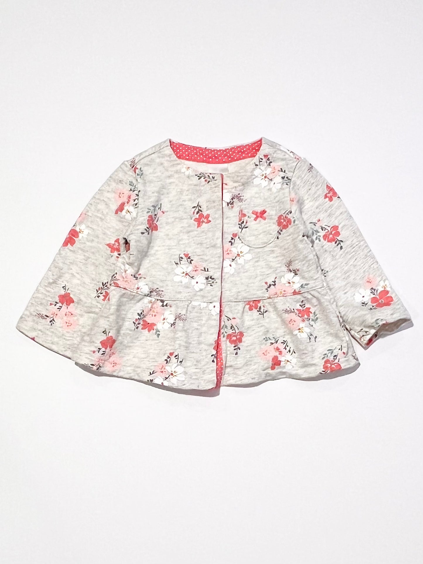 Floral jersey jacket - Size 6-9 months