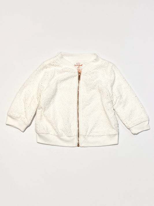 White zip jacket - Size 6-9 months