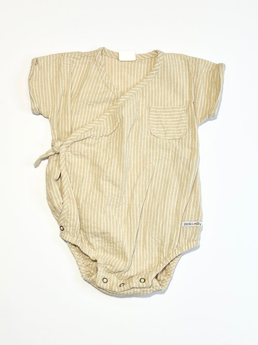 Striped cross-over bodysuit - Size 1