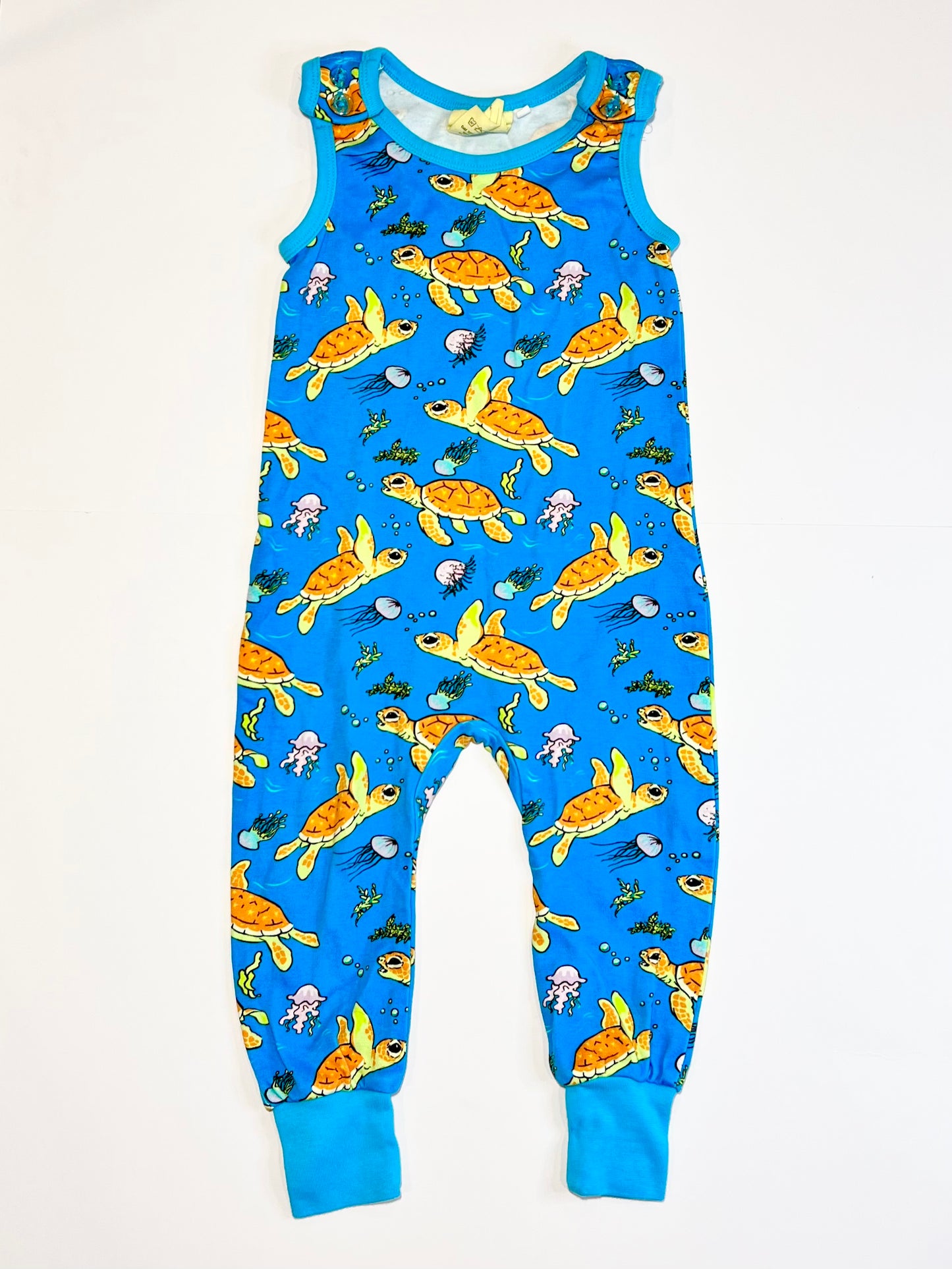 Blue turtles romper - Size 1