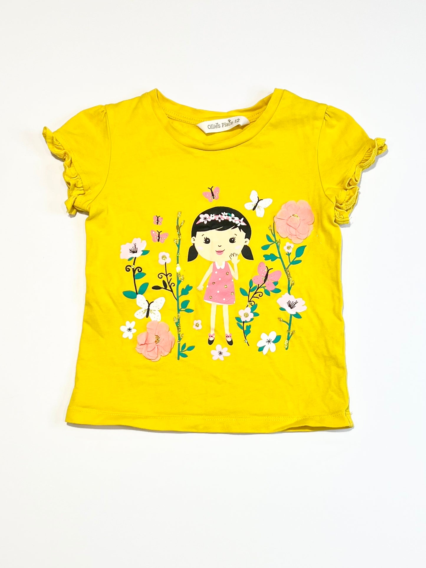 Yellow sequined tee - Size 2