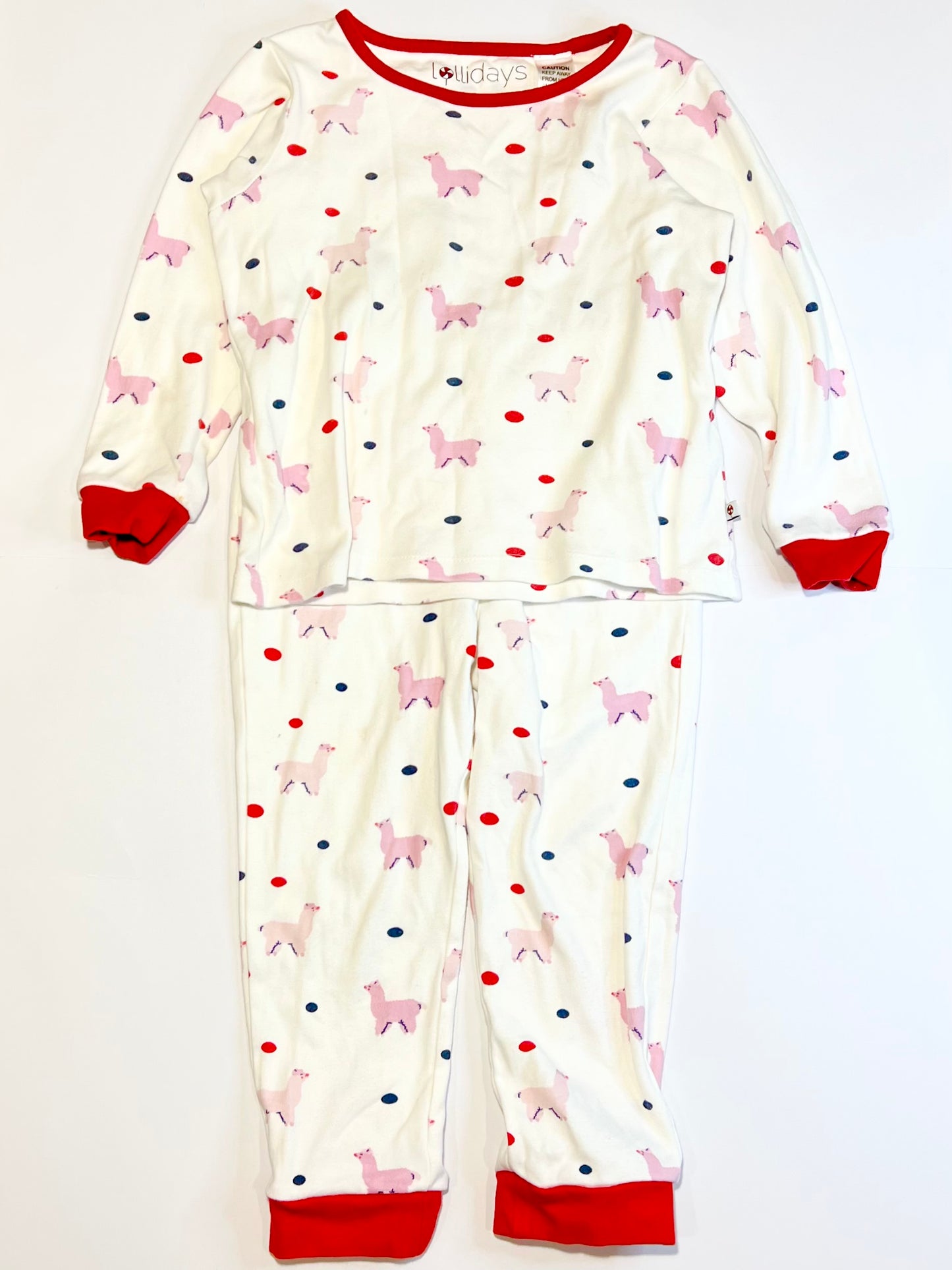 Pink llama pyjamas - Size 4-5