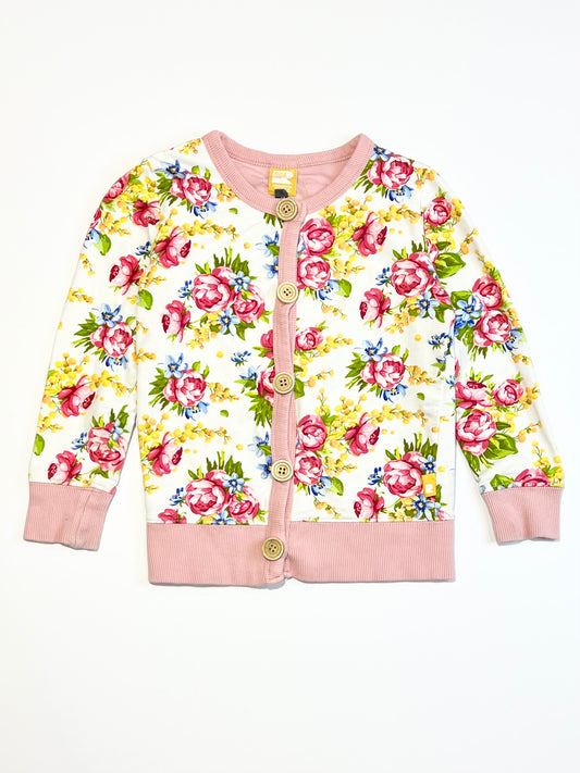 Floral jersey cardigan - Size 4