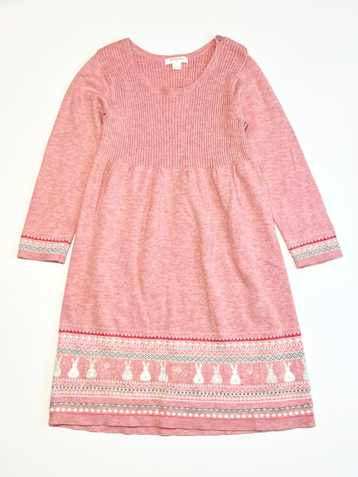 Pink bunny knit dress - Size 4