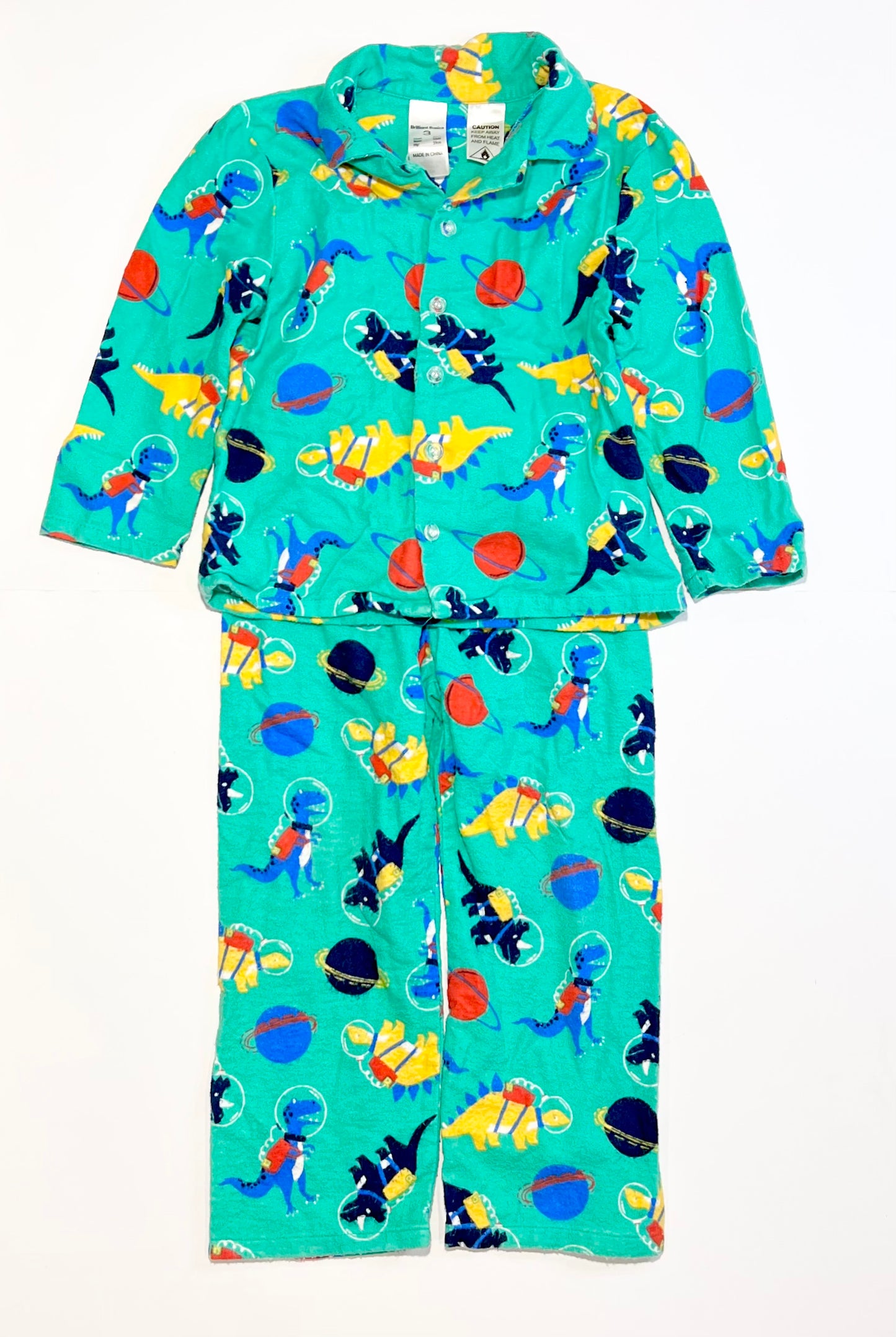 Space dinos flannelette pyjamas - Size 3
