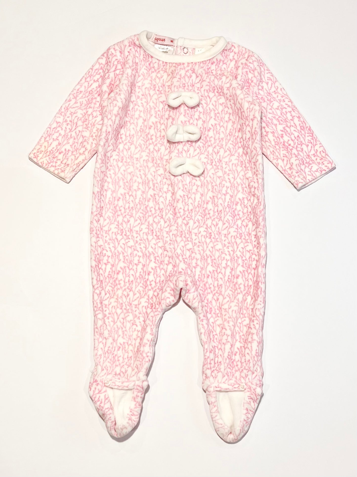 Bows velour onesie - Size 00