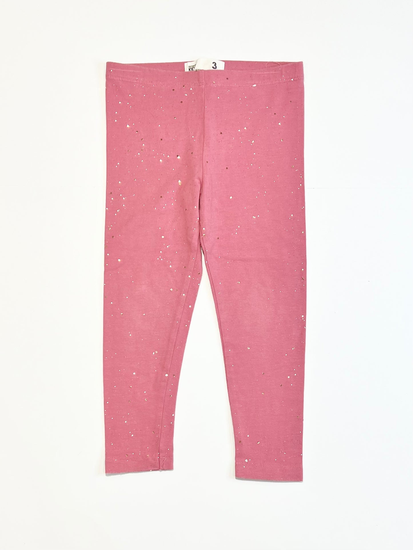 Pink glitter leggings - Size 3